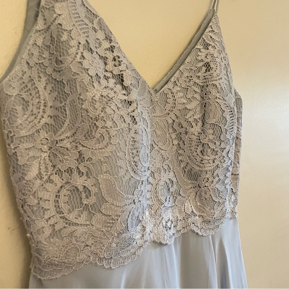 Dessy Collection Powder Blue/Grey Lace Bodice Dress – Size 2 EUC - Picture 5 of 16